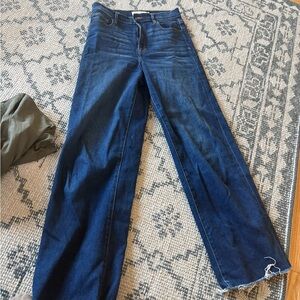 High-Rise Dark Blue Wide-Leg Jeans for Women